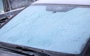 Frost on inside of windshield