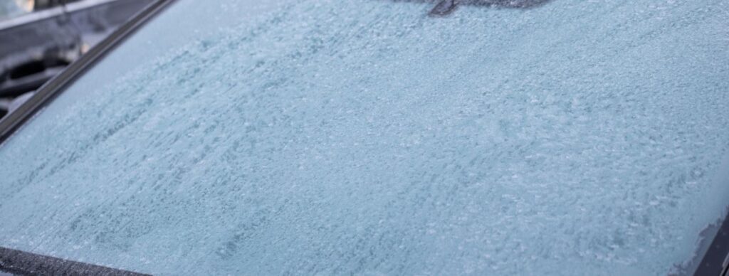Frost on inside of windshield